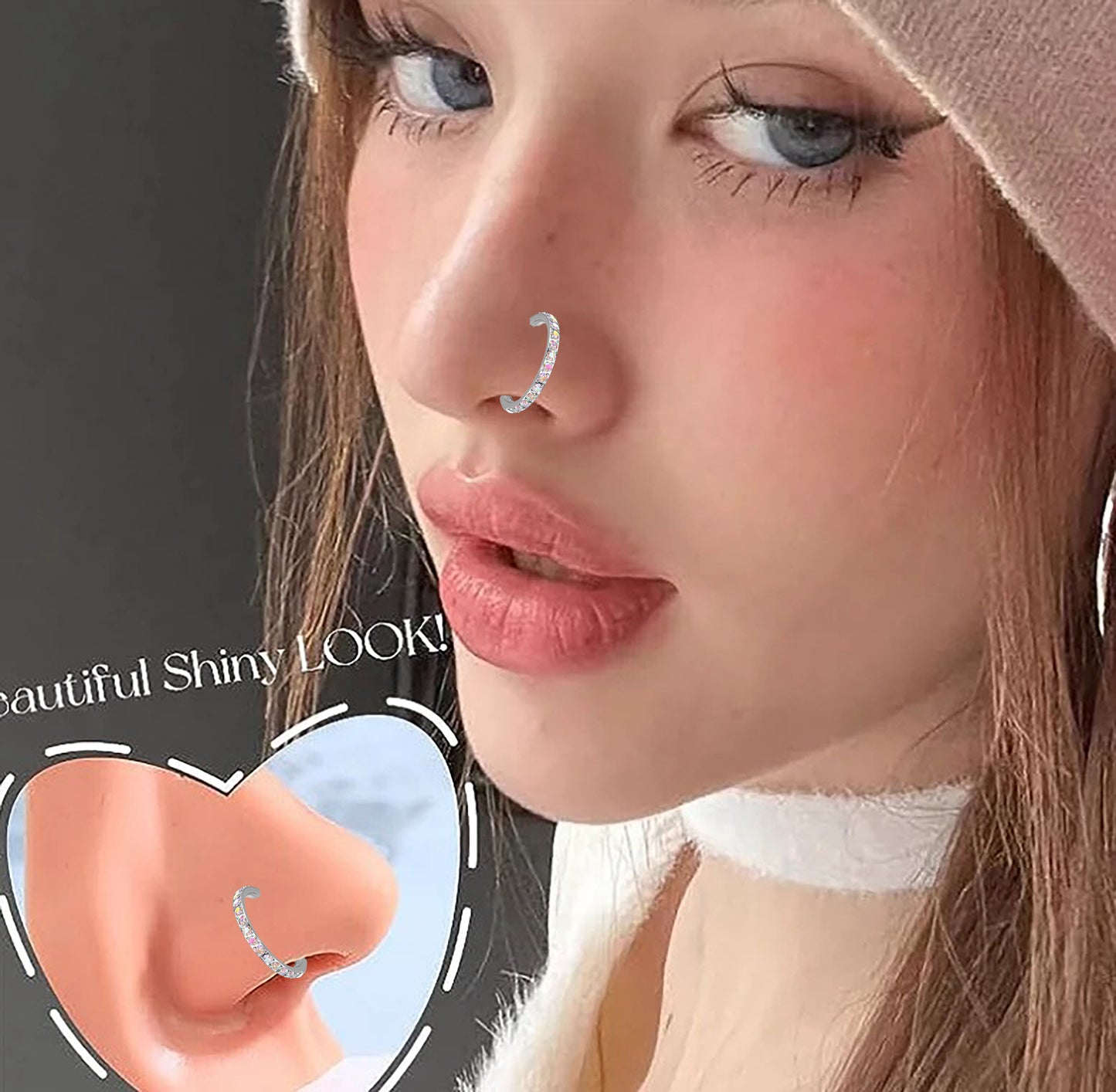 Titanium Micro Gem Hinged Nose Hoop 8mm