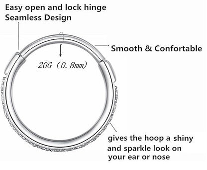 Titanium Micro Gem Hinged Nose Hoop 8mm