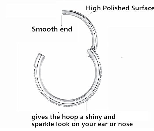Titanium Micro Gem Hinged Nose Hoop 8mm