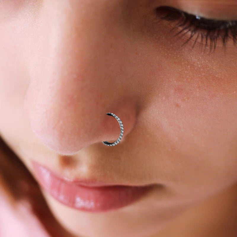 Titanium Micro Gem Hinged Nose Hoop 8mm