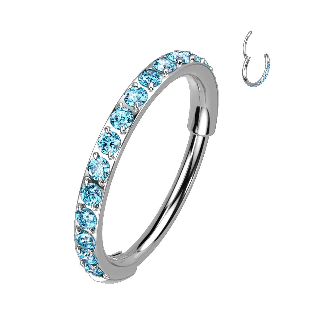 Titanium Micro Gem Hinged Nose Hoop 8mm