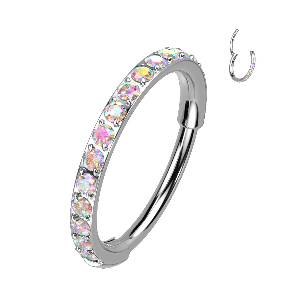Titanium Micro Gem Hinged Nose Hoop 8mm