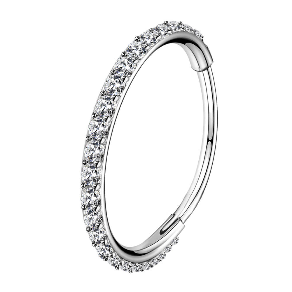 Titanium Micro Gem Hinged Nose Hoop 8mm