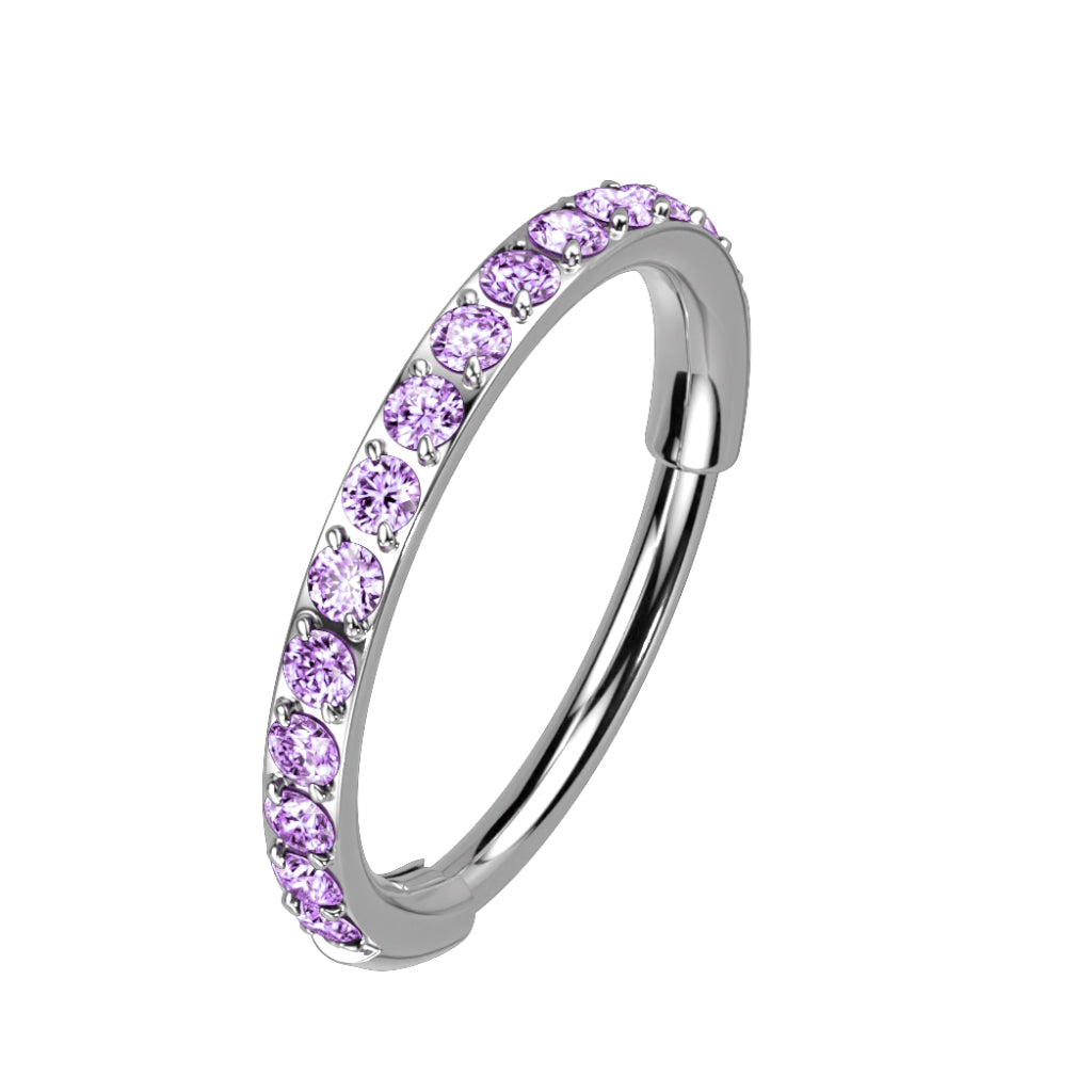 Titanium Micro Gem Hinged Nose Hoop 8mm