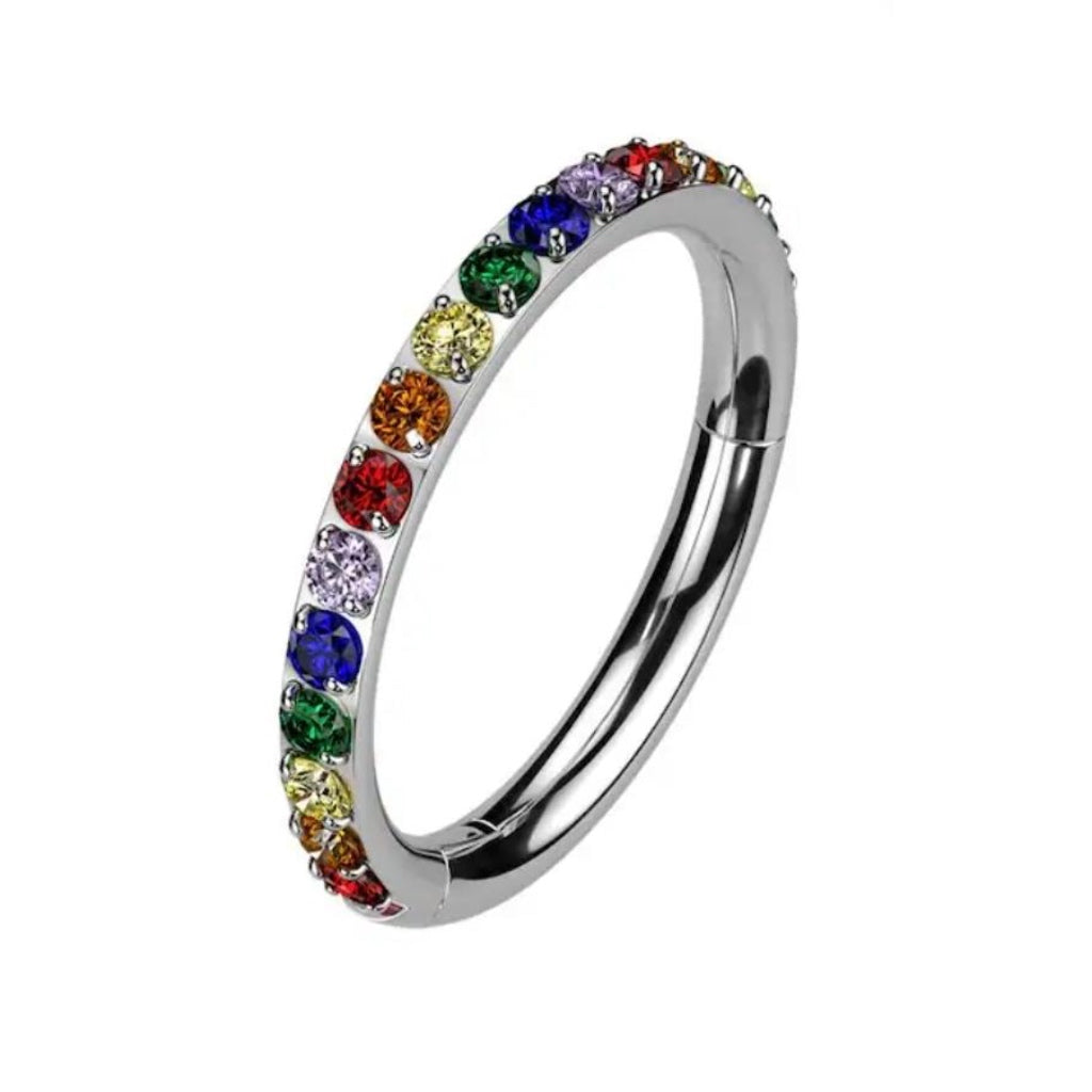 Titanium Micro Gem Hinged Nose Hoop 8mm